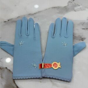 1960s vintage gloves - light blue with embroidered flowers